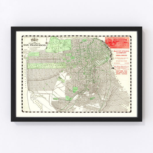 Vintage Map of San Francisco, California 1906