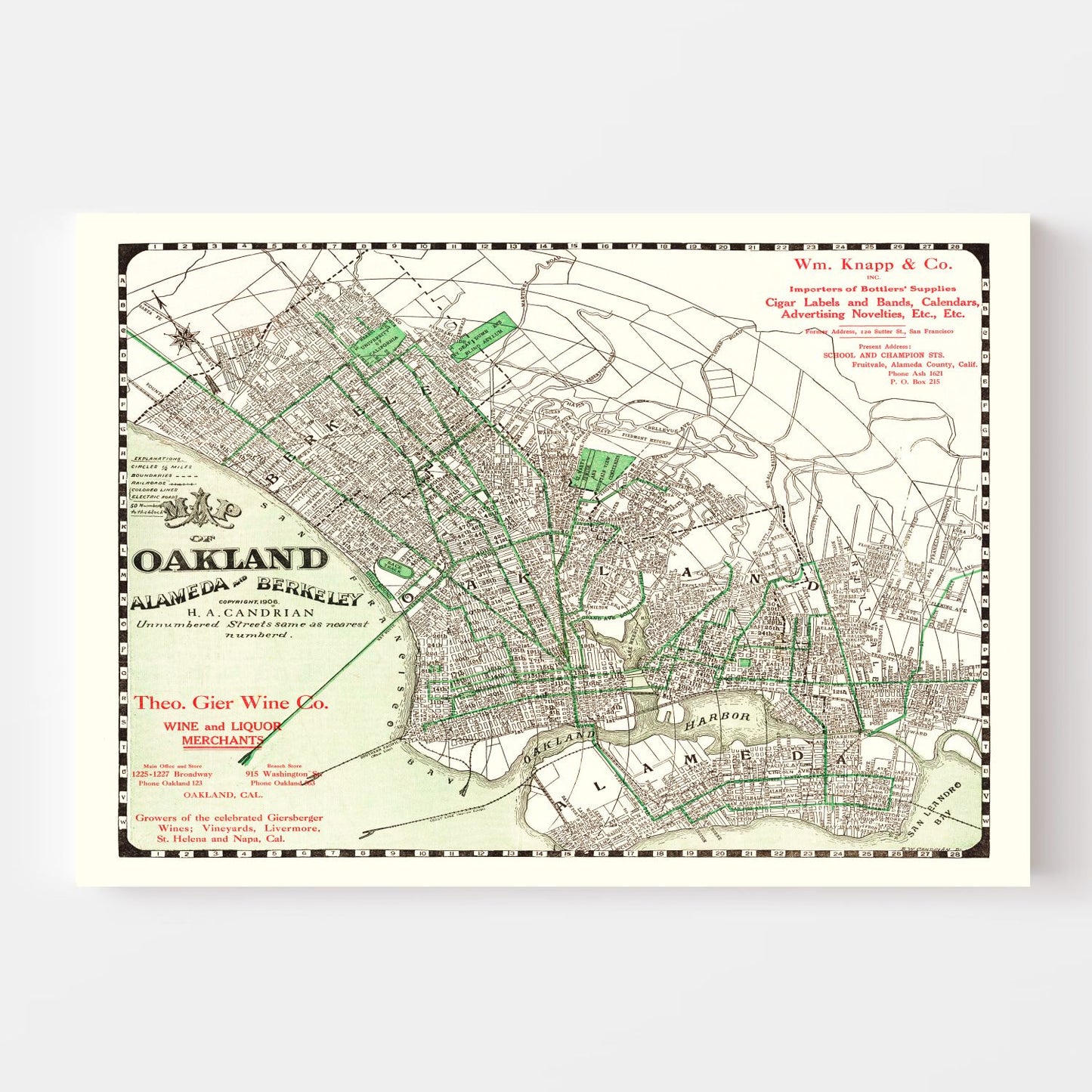 Vintage Map of Oakland, California 1906