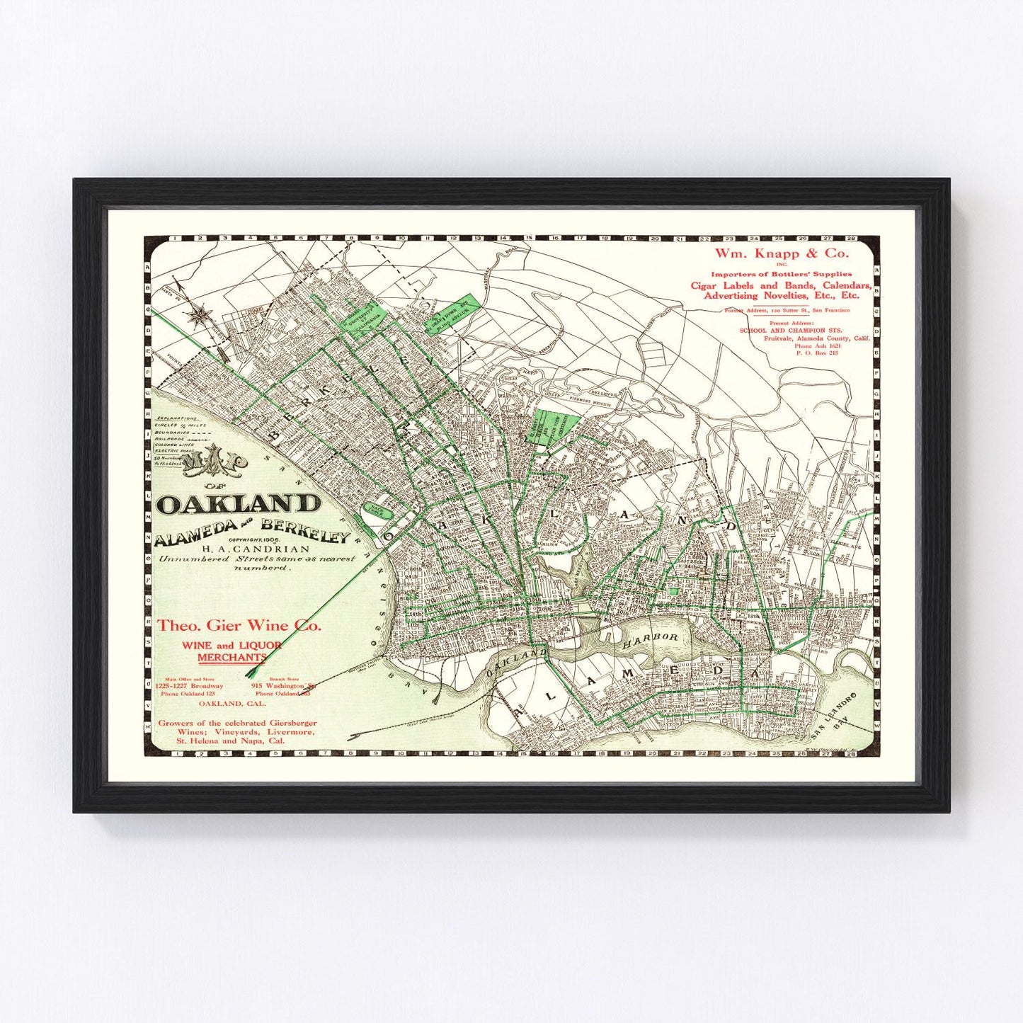 Vintage Map of Oakland, California 1906