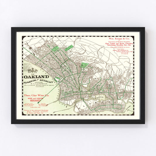 Vintage Map of Oakland, California 1906