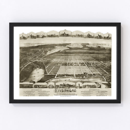 Vintage Map of Riverhead, New York 1890