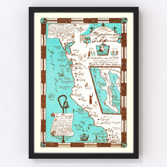 Vintage Map of California 1954