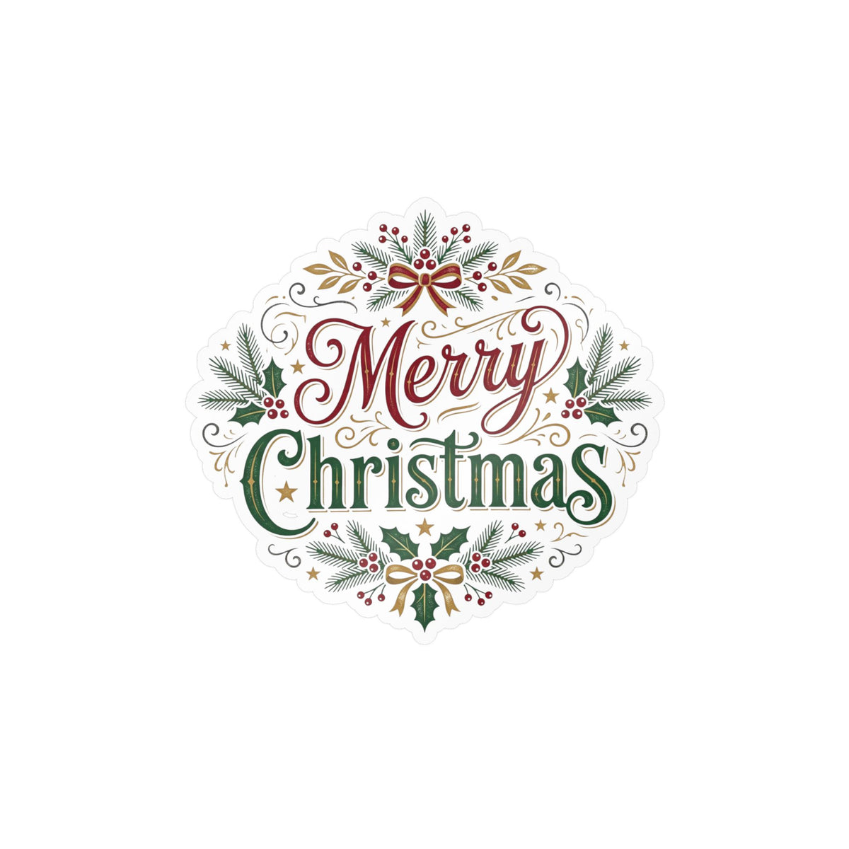 Merry Christmas Vinyl Decal — Holiday Wreath Sticker for Windows, Laptops & Gifts