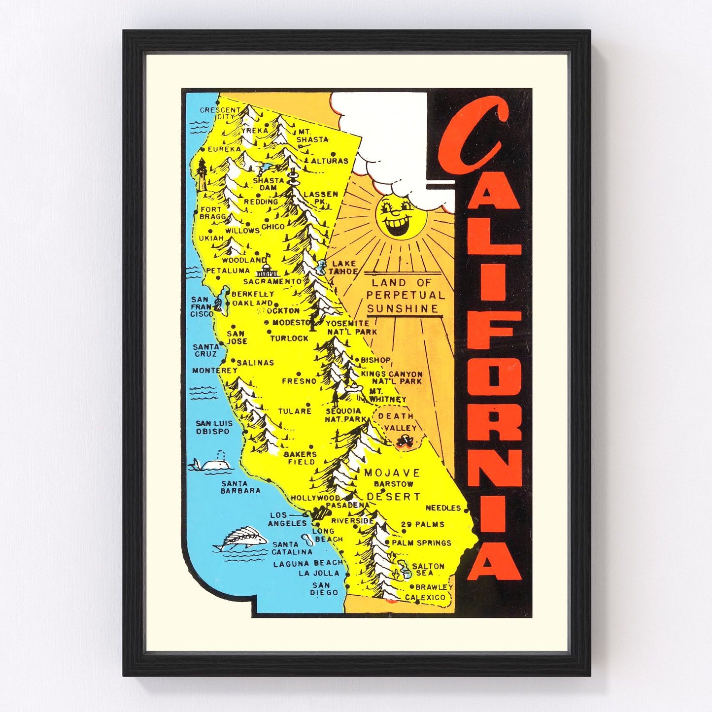 Vintage Map of California 1950