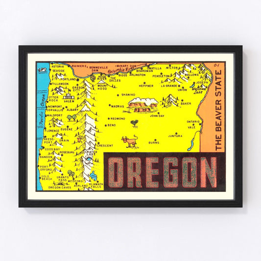 Vintage Map of Oregon 1960