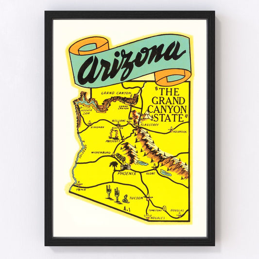 Vintage Map of Arizona 1950