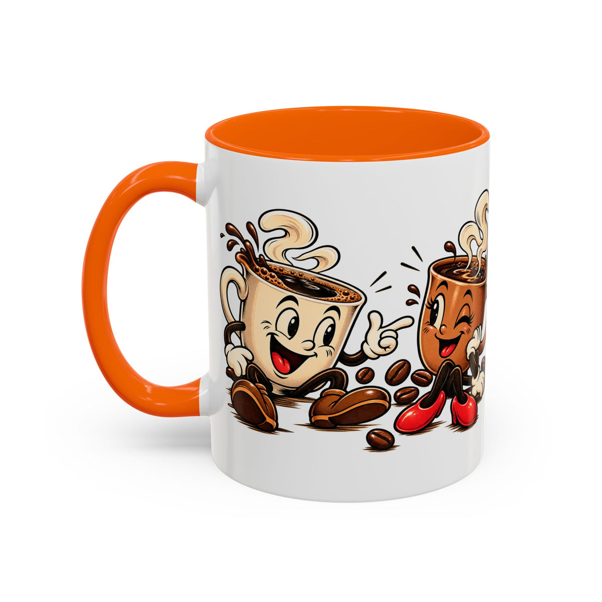 Coffee Cartoon Mug — Cute Dancing Coffee Cups Accent Mug