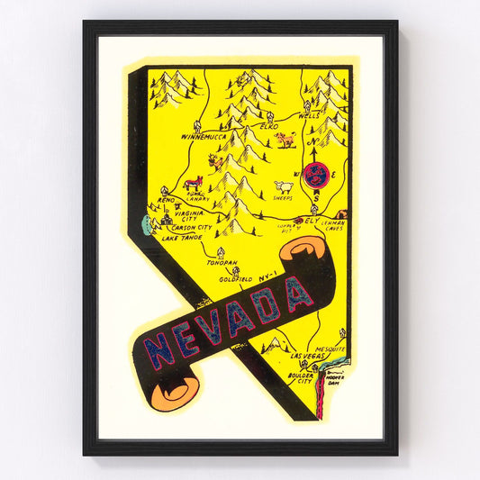 Vintage Map of Nevada 1950