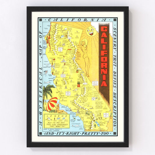 Vintage Map of California 1948