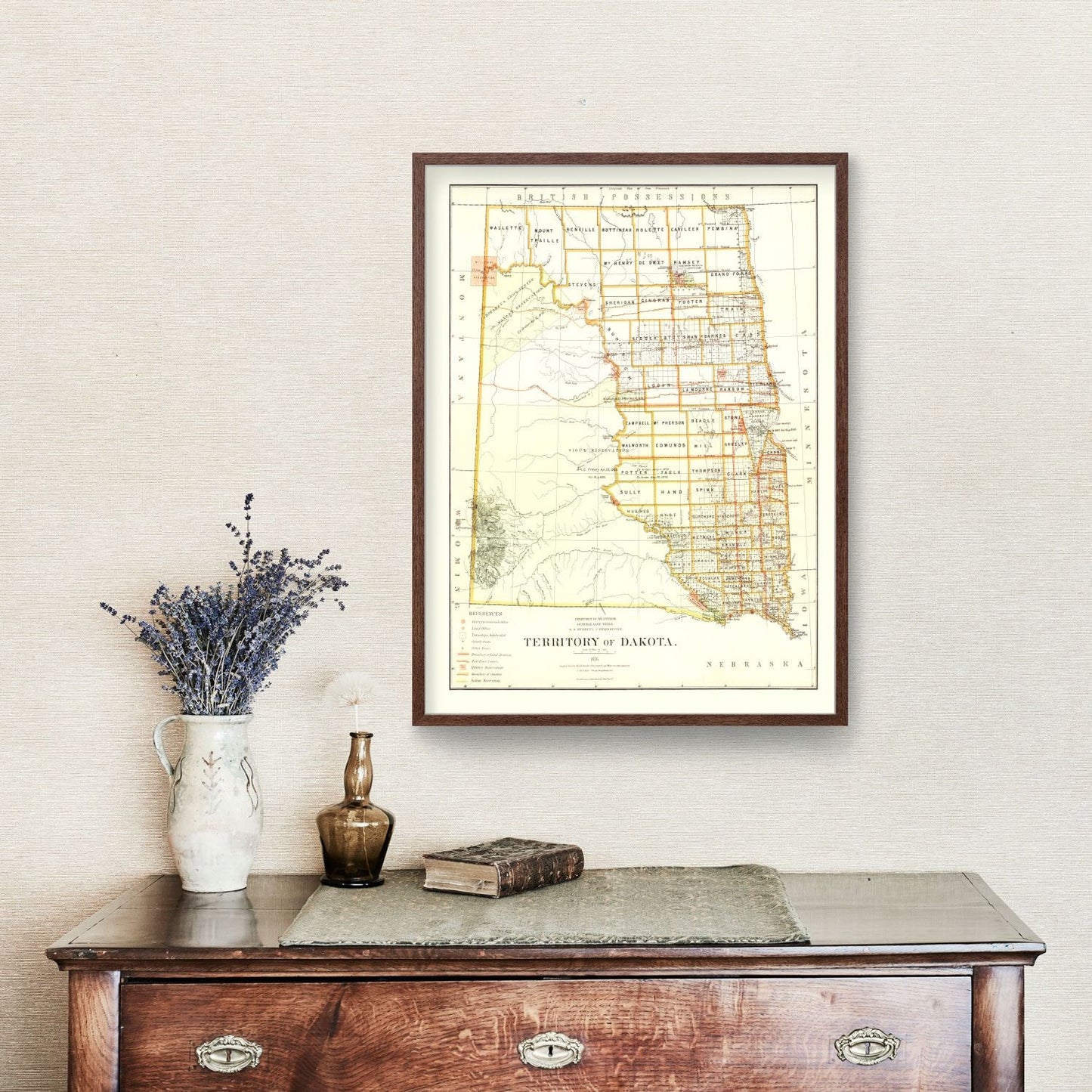 Vintage Map of South Dakota 1876