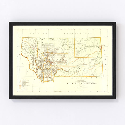 Vintage Map of Montana 1876