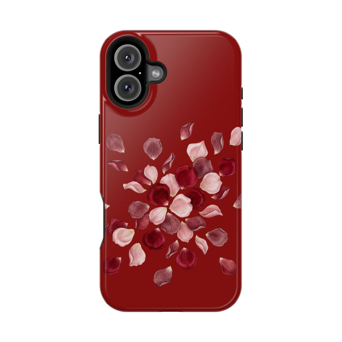 Phone Case — Red Floral Petal Magnetic Impact-Resistant Cover