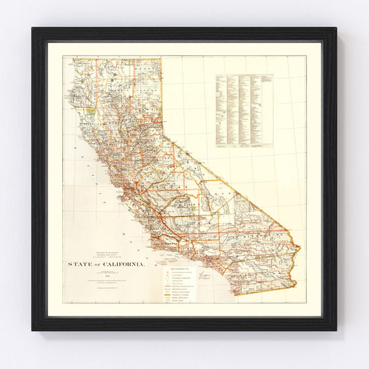 Vintage Map of California 1876