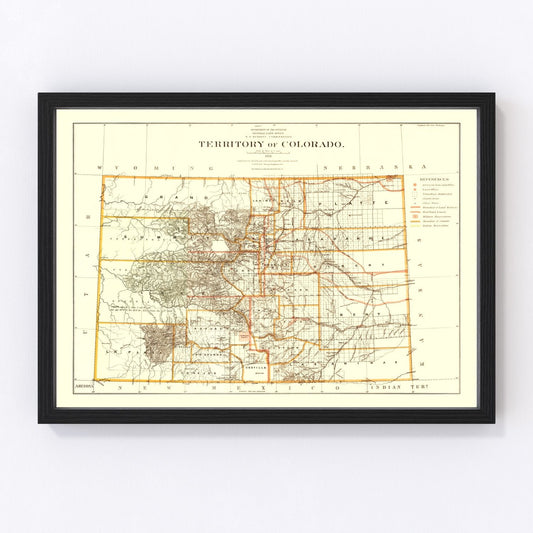 Vintage Map of Colorado 1876