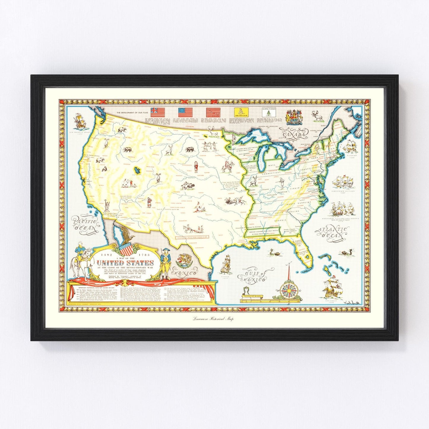 Vintage Revolutionary War Map of the United States