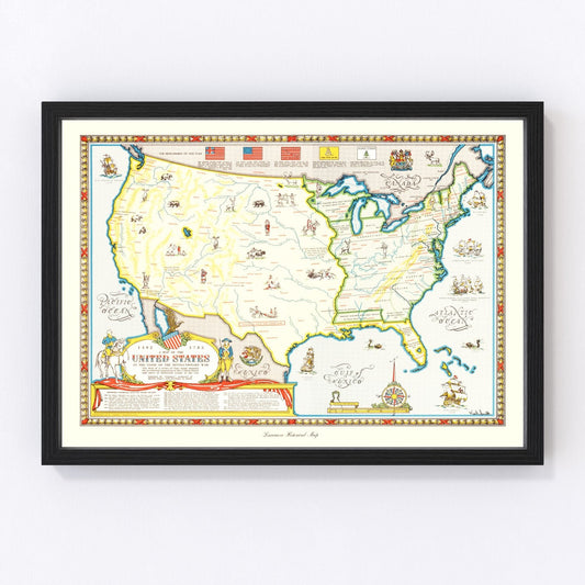 Vintage Revolutionary War Map of the United States