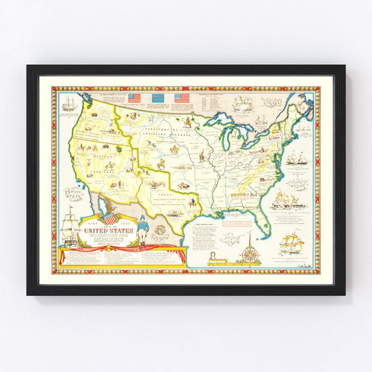 Vintage Louisiana Map Purchase Map of the United States