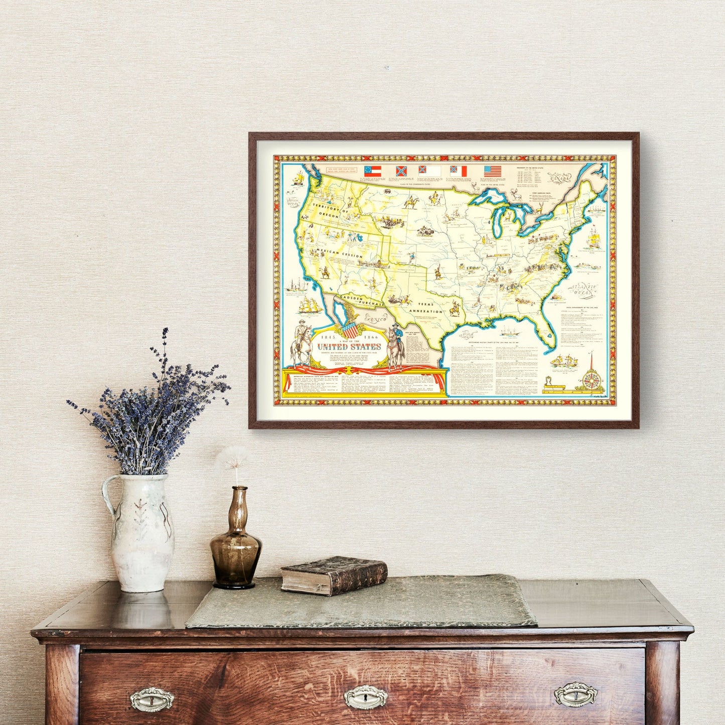 Vintage Civil War Map of the United States