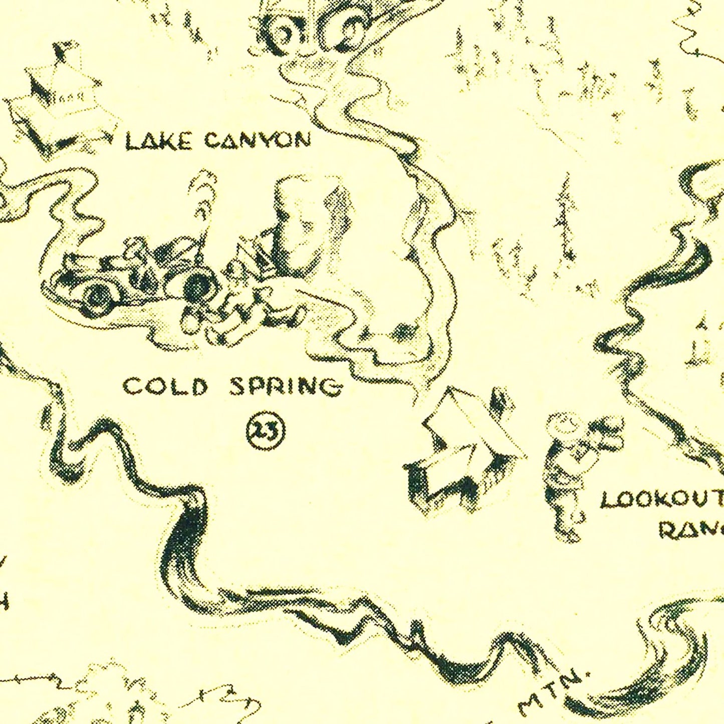 Vintage Map of Three Rivers, California 1945