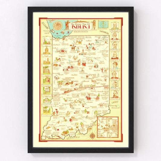 Vintage Map of Indiana 1932