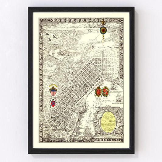 Vintage Map of New Orleans, Louisiana 1930