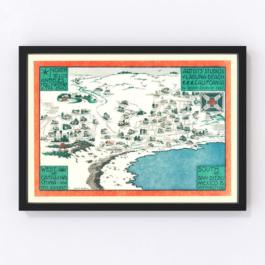 Vintage Map of Laguna Beach, California 1947
