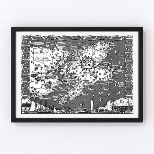 Vintage Map of Cape Ann, 1937