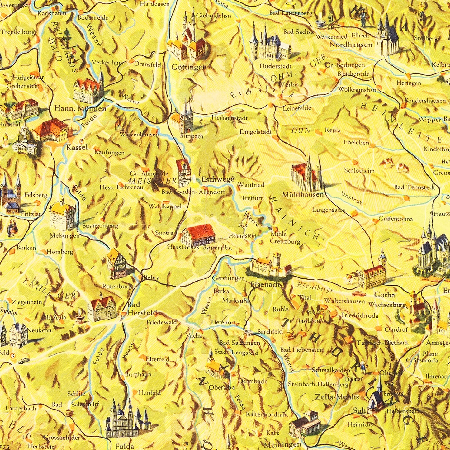 Vintage Map of Germany 1954