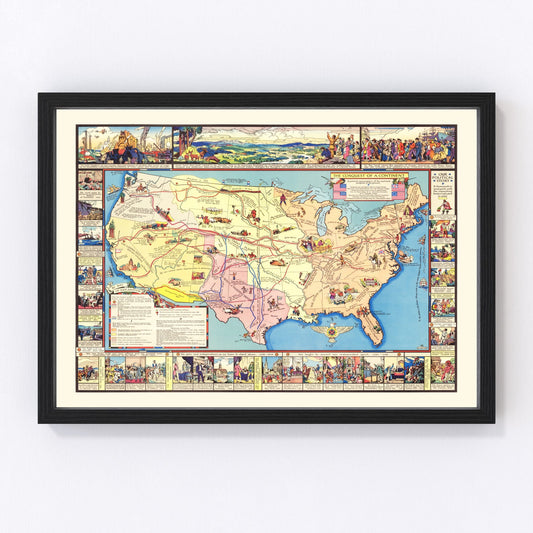 Vintage Map of America's Conquest, 1933