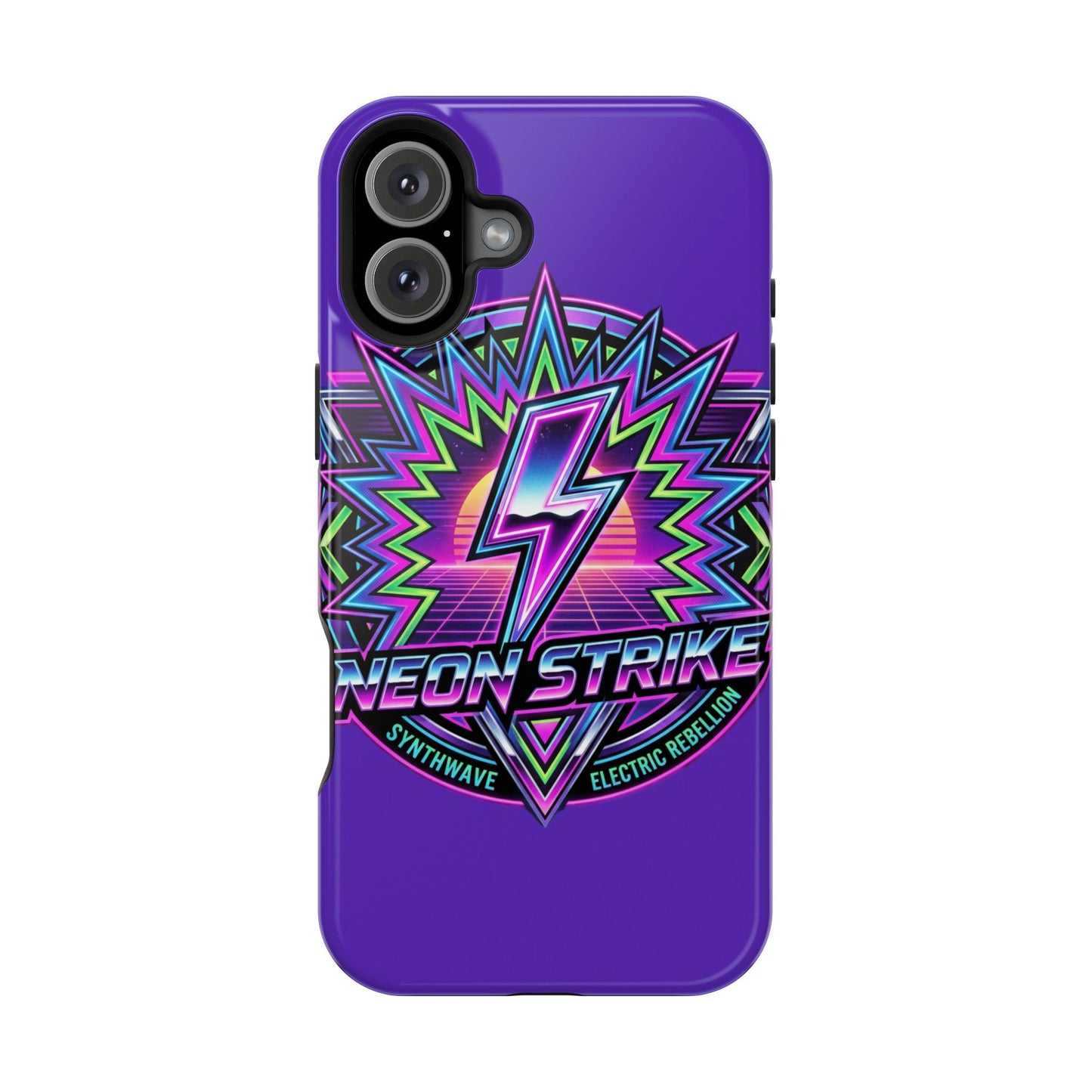 Neon Strike Phone Case — Retro 80s Lightning Magnetic Impact-Resistant Cover