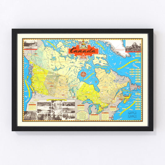 Vintage Map of Canada 1945