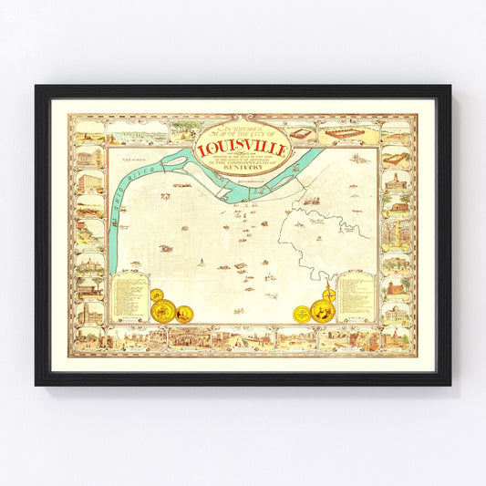 Vintage Map of Louisville, Kentucky 1934