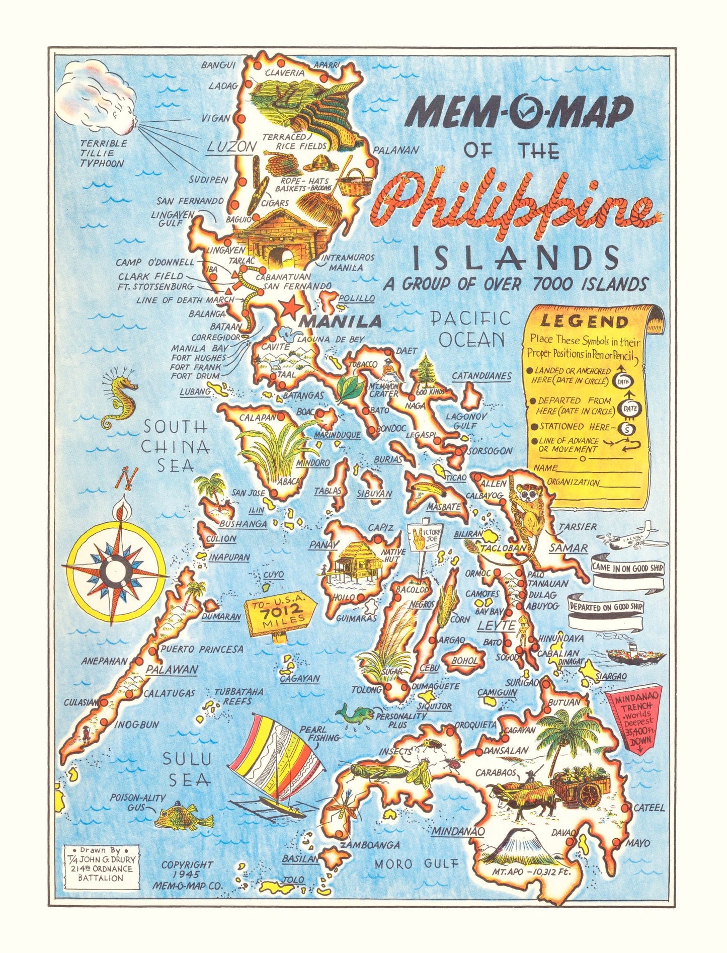 Vintage Map of Philippines 1945