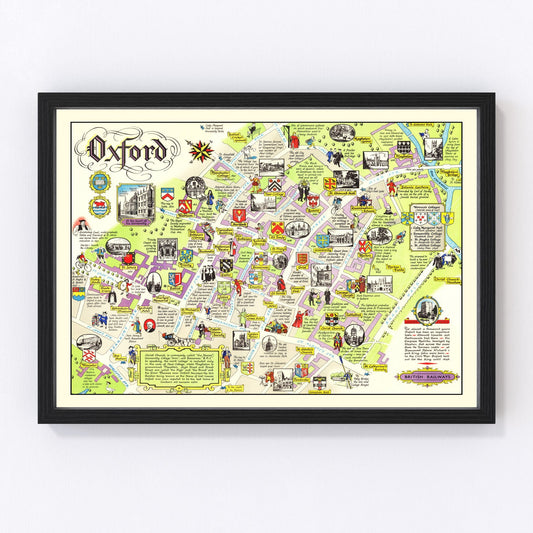 Vintage Map of Oxford, England 1949