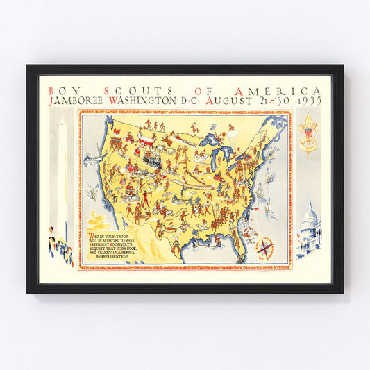 Vintage Boy Scouts Jamboree Map, 1935