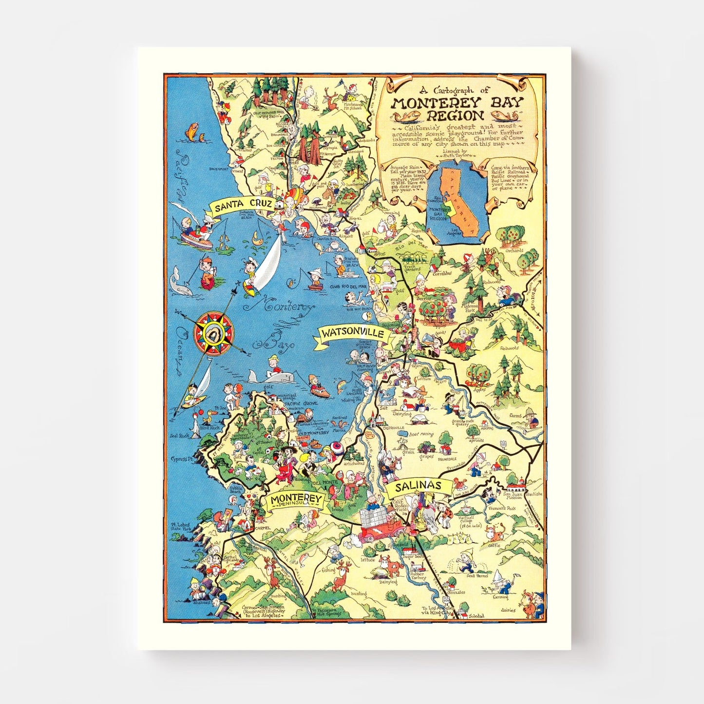 Vintage Map of Monterey Bay, 1932