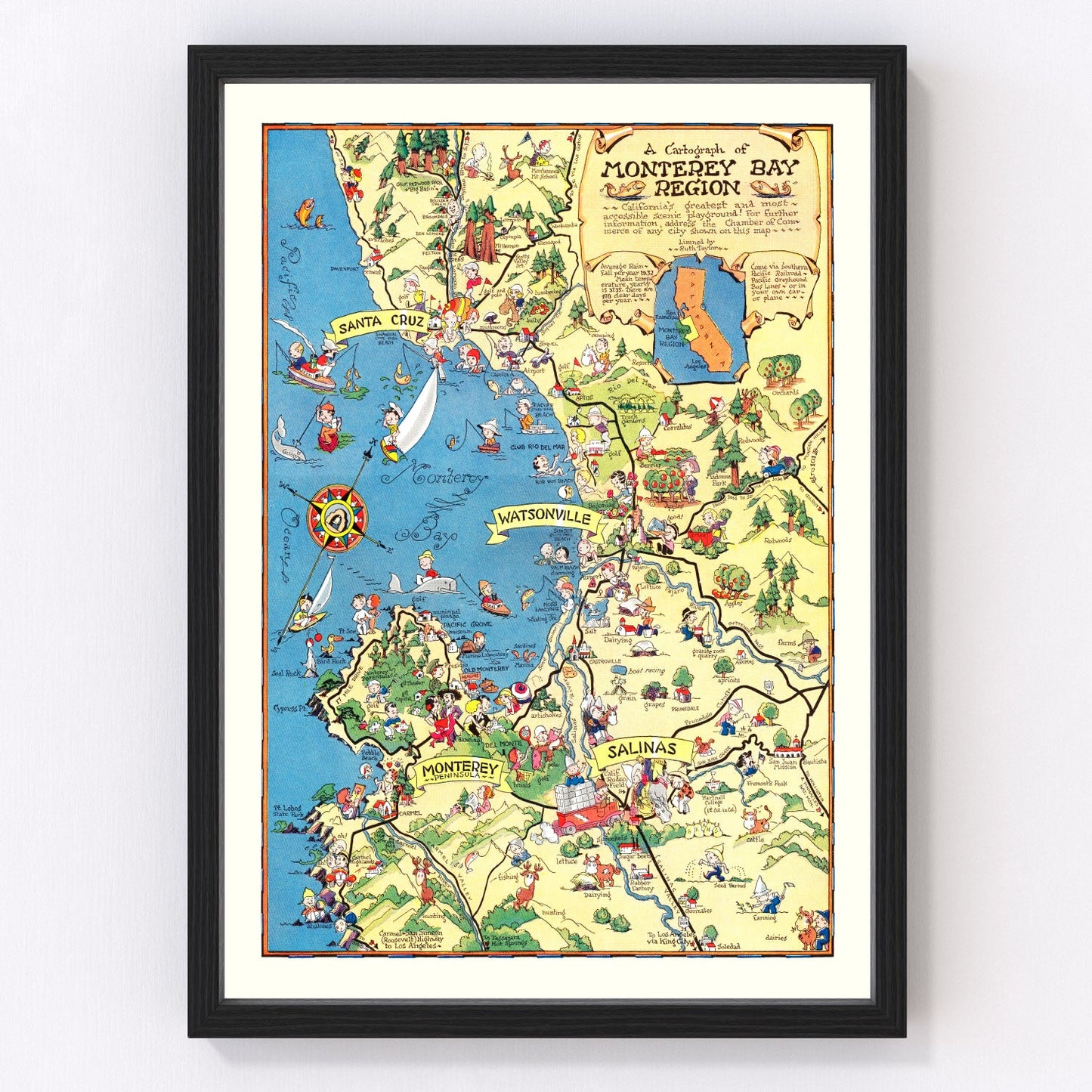 Vintage Map of Monterey Bay, 1932