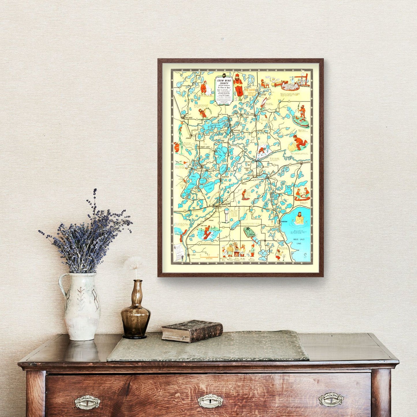 Vintage Map of Crow Wing County, Minnesota 1946