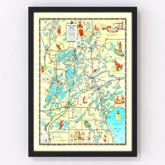 Vintage Map of Crow Wing County, Minnesota 1946