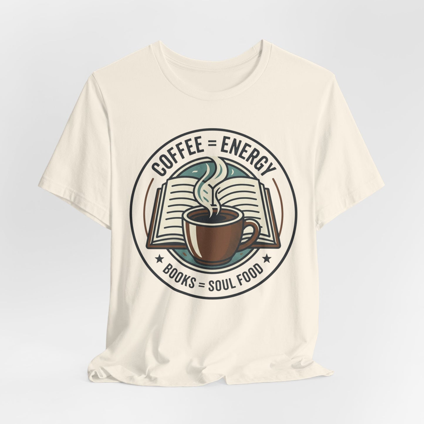 Coffee & Books T‑Shirt — “Coffee = Energy • Books = Soul Food” Literary Café Tee
