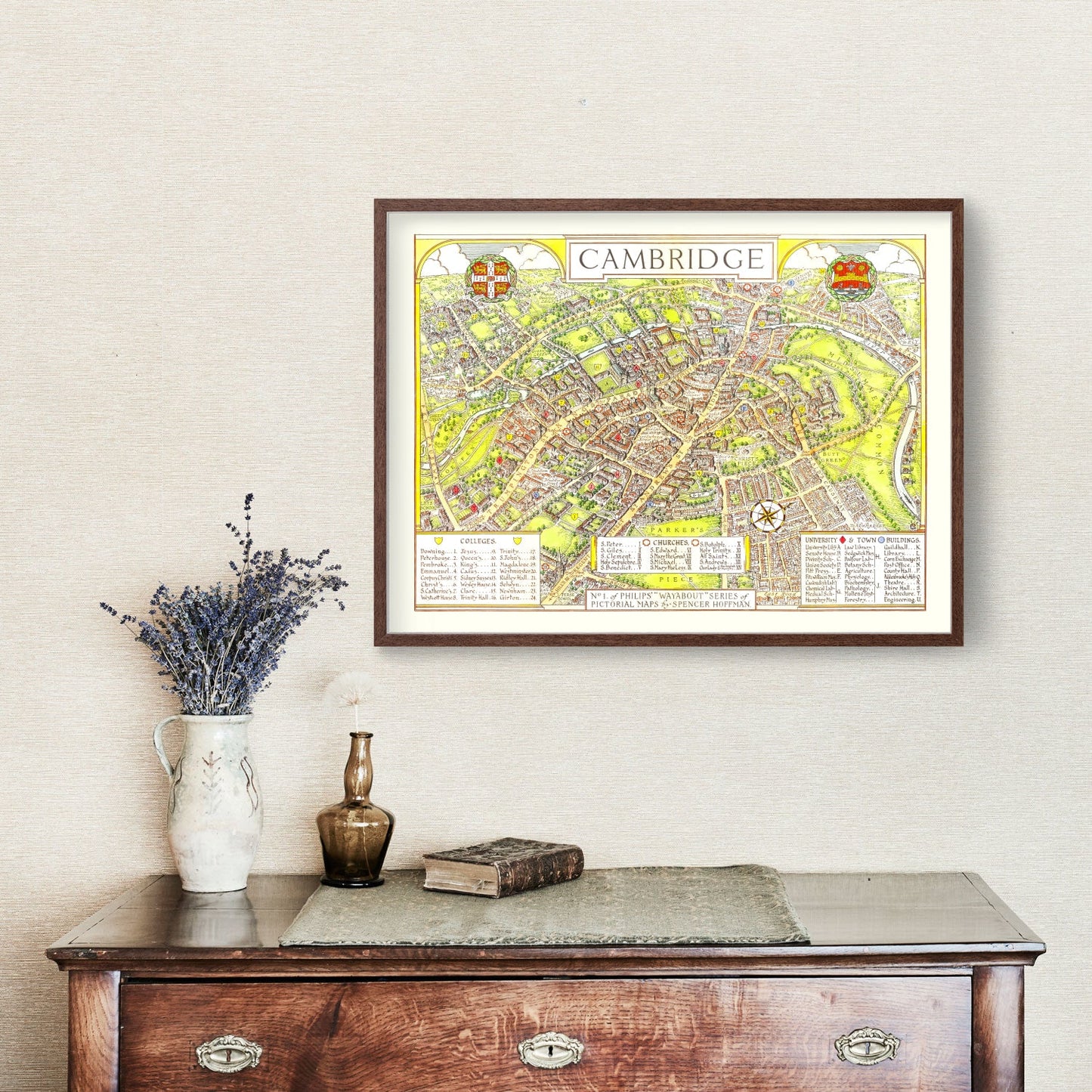 Vintage Map of Cambridge, England 1929