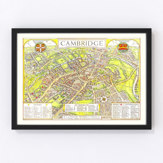 Vintage Map of Cambridge, England 1929