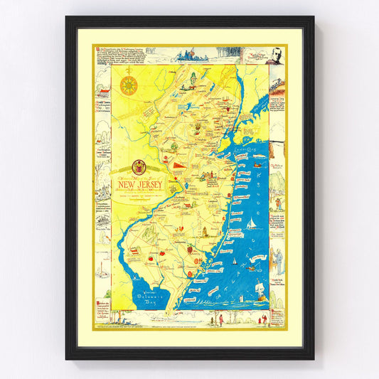Vintage Map of New Jersey 1939