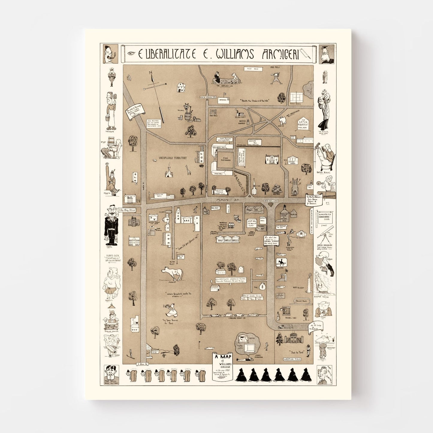 Vintage Map of Williams College, 1935