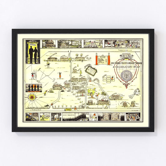 Vintage Map of Connecticut College for Women, 1934
