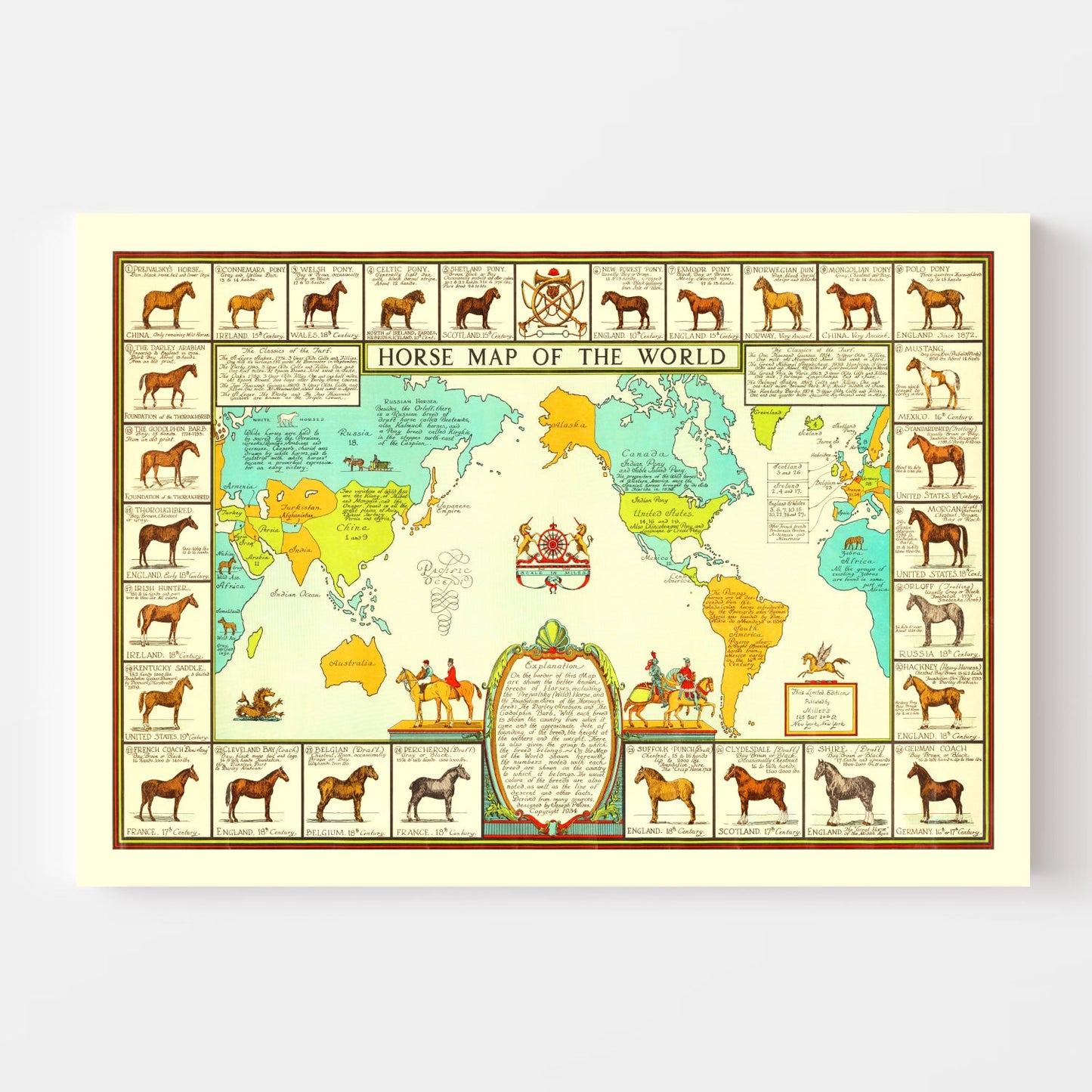 World Map of Horses, 1934