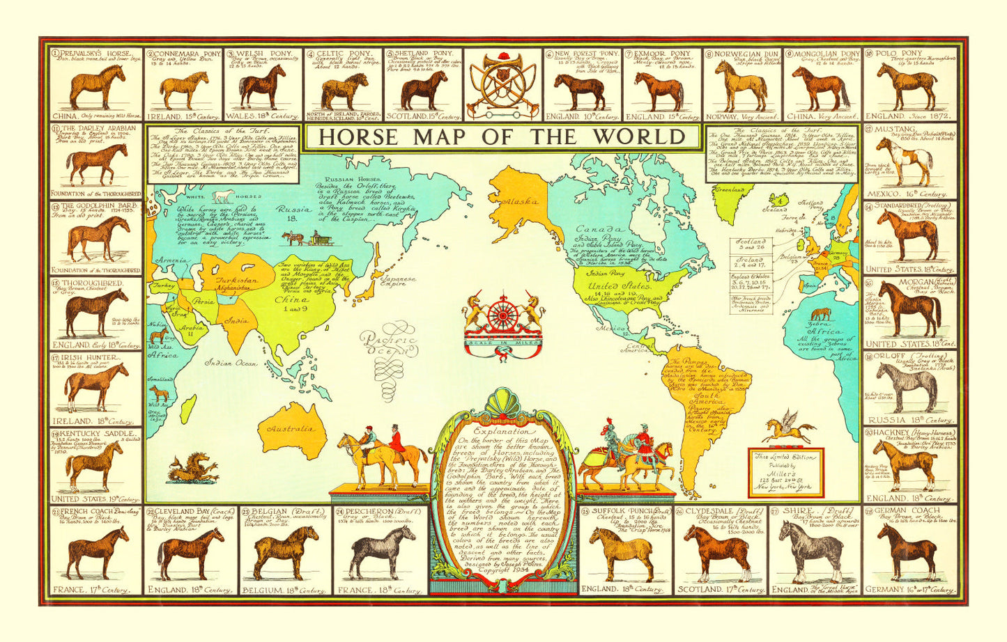 World Map of Horses, 1934