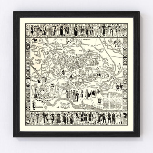 Vintage Map of Oxford University, 1950