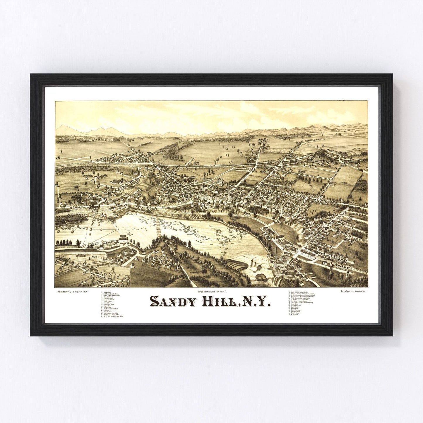 Vintage Map of Sandy Hill, New York 1884