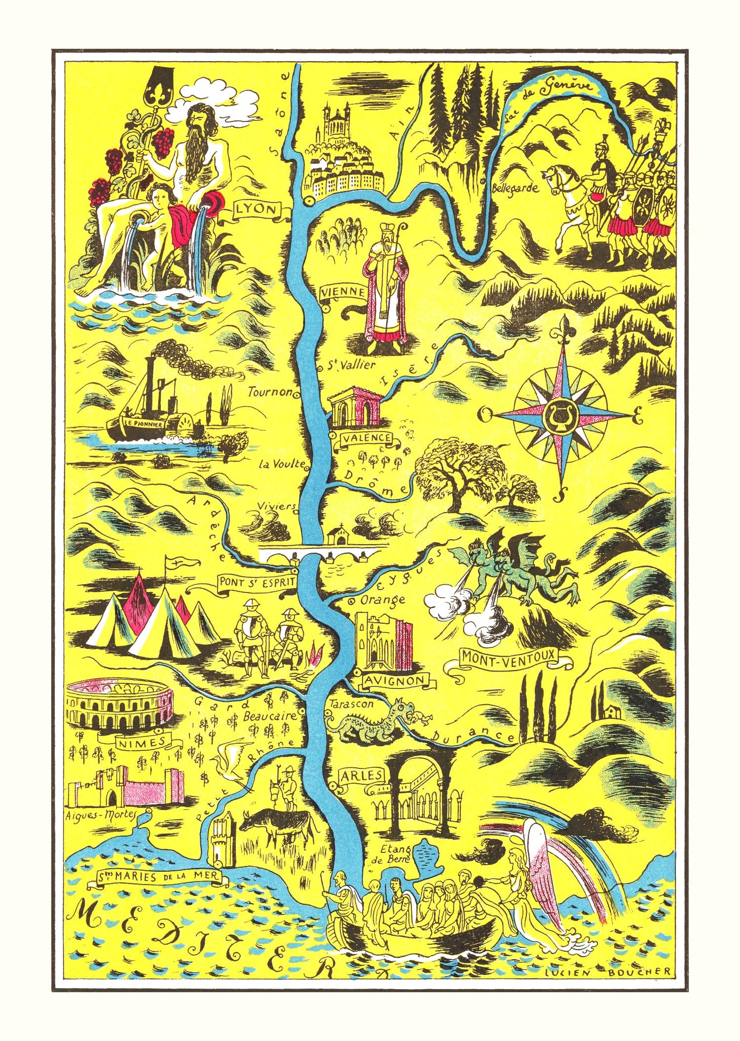 Vintage Map of St Maries de la Mer, 1938